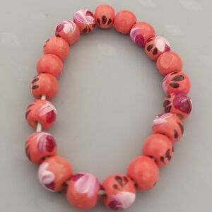 Coral and Pink Beaded Bracelet